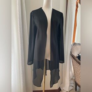 Mon Cheri Black Sheer Cardigan Tunic Duster Evening Top Size 8 EUC